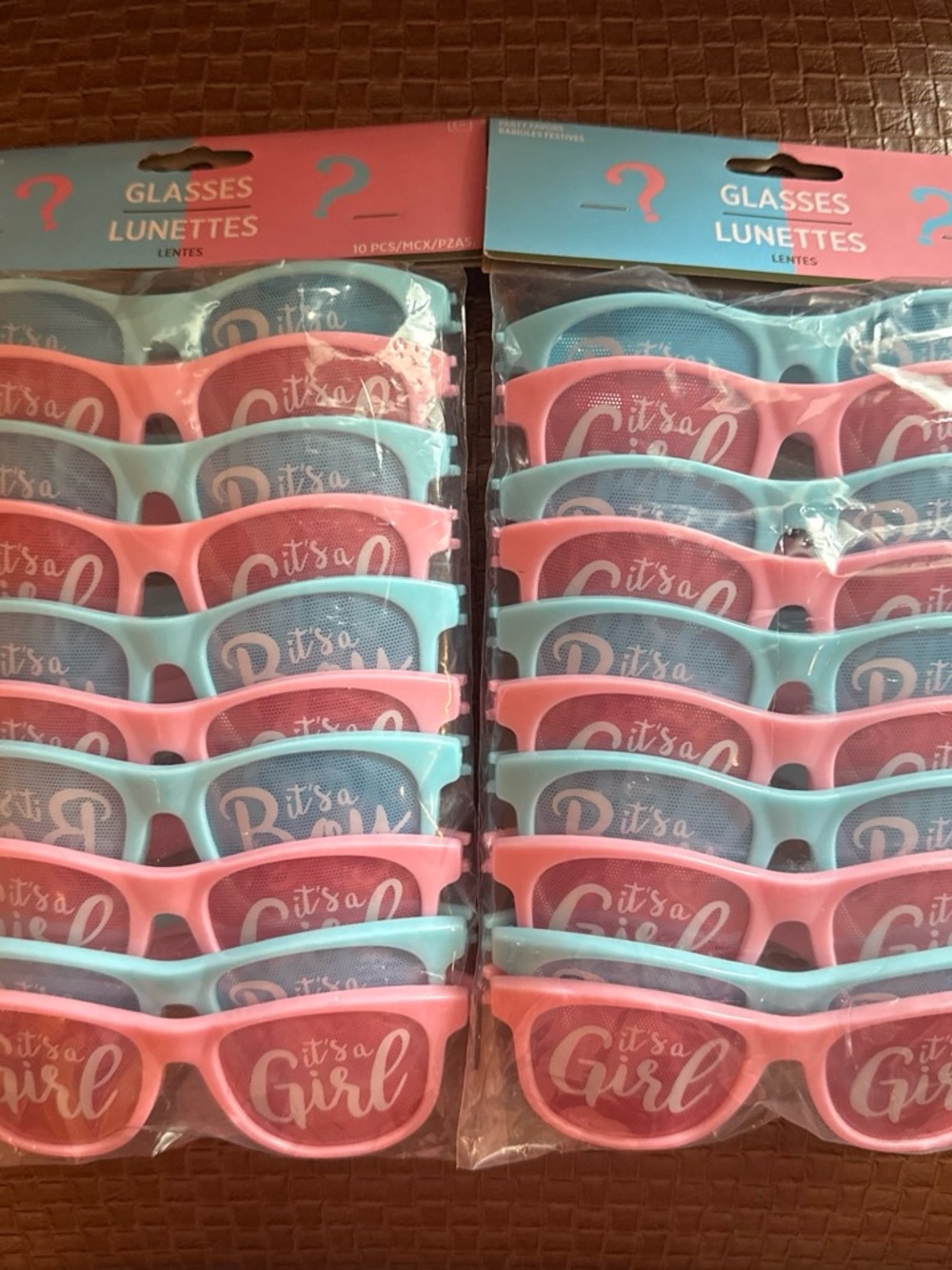 Gender Reveal 'It's a Girl' Pink & Blue Party Glasses - 2 Packs of 10